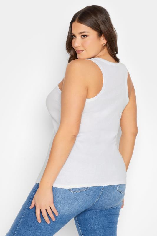 YOURS Plus Size White Ribbed Racer Back Vest Top | Yours Clothing  4