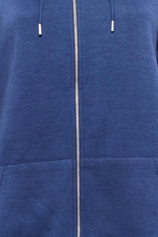Curve Plus Size Womens Dark Blue Raglan Zip Hoodie | Yours Clothing 5