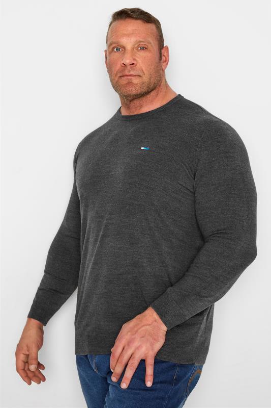 Men's  BadRhino Big & Tall Charcoal Grey Essential Knitted Jumper