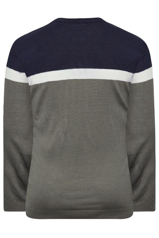 BadRhino Big & Tall Charcoal Grey Colour Block Knitted Jumper | BadRhino 4