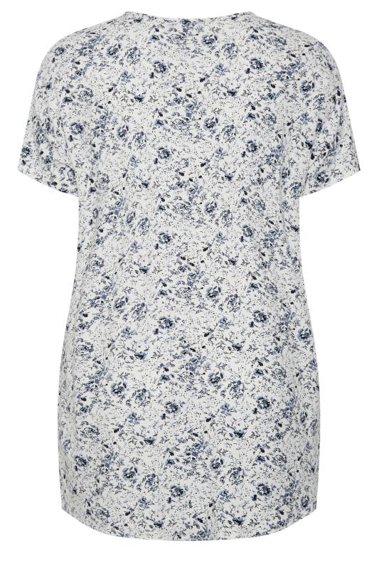 YOURS Plus Size Blue Floral Round Neck Top | Yours Clothing 7