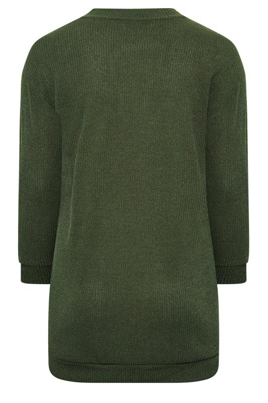 Plus Size Khaki Green Seam Detail Jumper | Yours Clothing 7