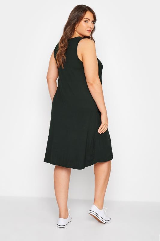 Curve Black Sleeveless Drape Pocket Dress 3
