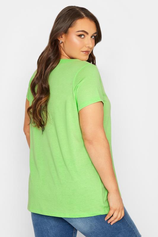 YOURS Plus Size Curve Bright Green Essential T-Shirt | Yours Clothing  3