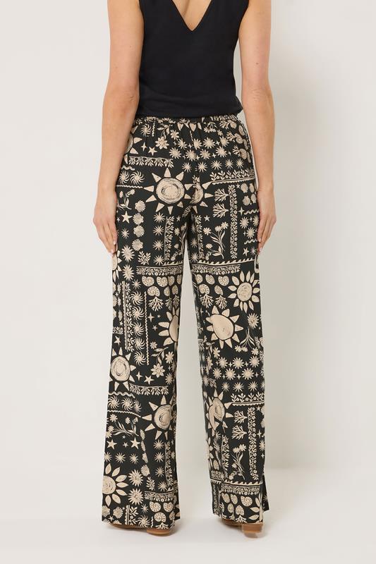LTS Tall Women's Black Tropical Print Wide Leg Trousers | Long Tall Sally 2