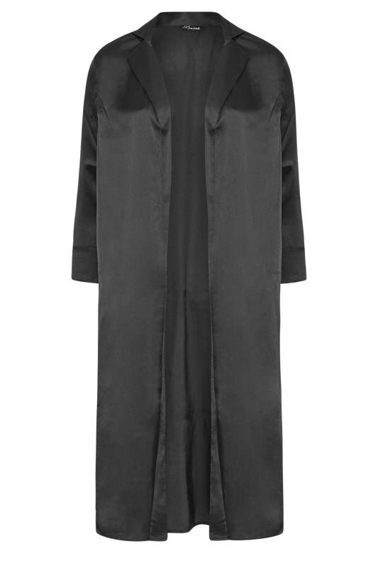 LIMITED COLECTION Plus Size Black Satin Longline Kimono | Yours Clothing  6