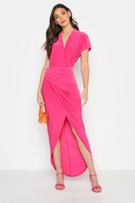 LTS Tall Hot Pink Wrap Dress 2