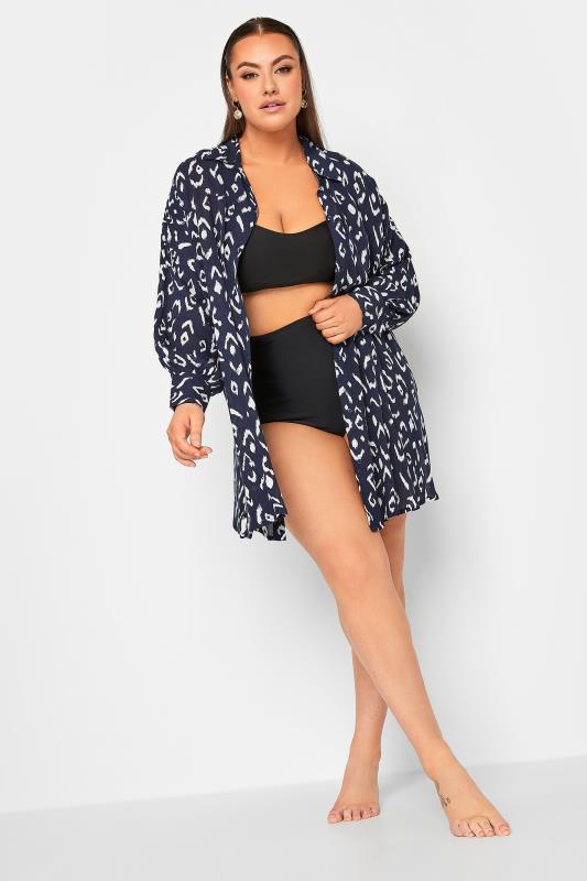 YOURS Plus Size Navy Blue Ikat Print Beach Shirt | Yours Clothing 2