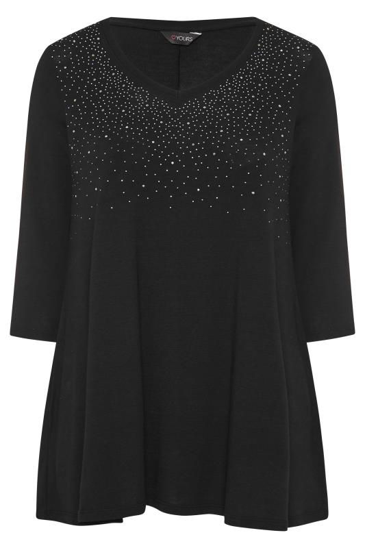 Black Diamante Embellished Top | Yours Clothing 5