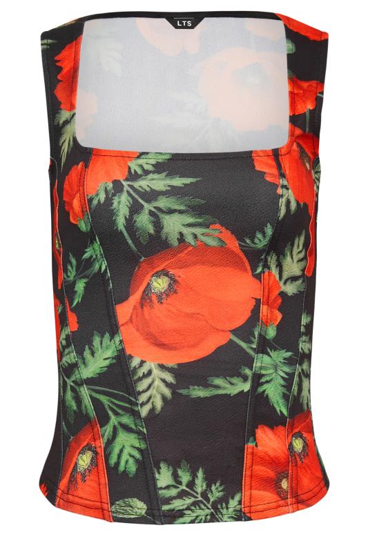 LTS Tall Black Floral Print Sleeveless Corset Top | Long Tall Sally 6