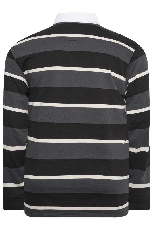 KAM Big & Tall Charcoal Grey Striped Long Sleeve Rugby Shirt | BadRhino 2