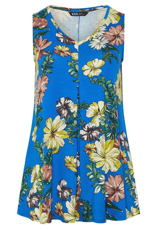 YOURS Plus Size Dark Blue Floral Pleat Vest Top  |Yours Clothing 5