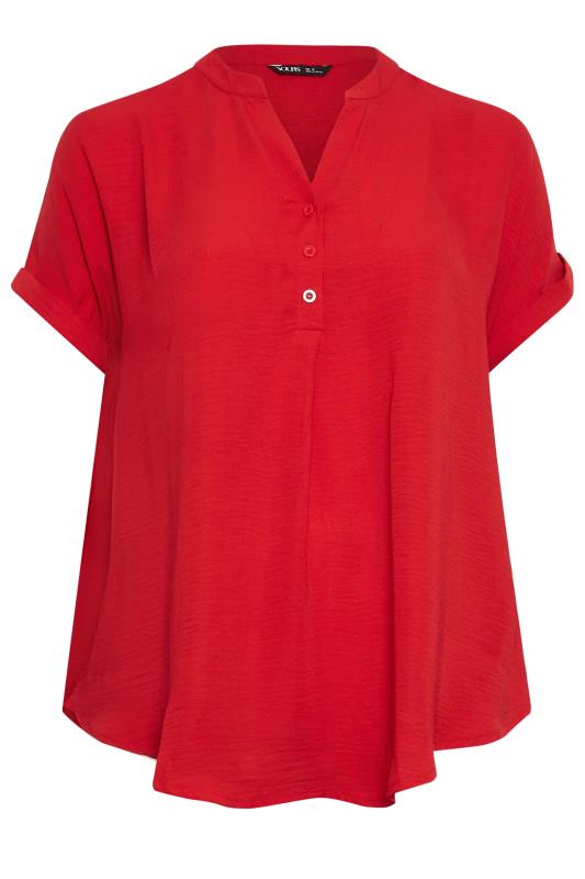 YOURS Plus Size Red Half Placket Blouse | Yours Clothing 6