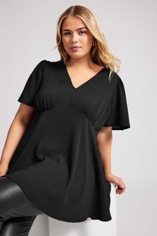 Plus Size  YOURS LONDON Curve Black Angel Sleeve Blouse