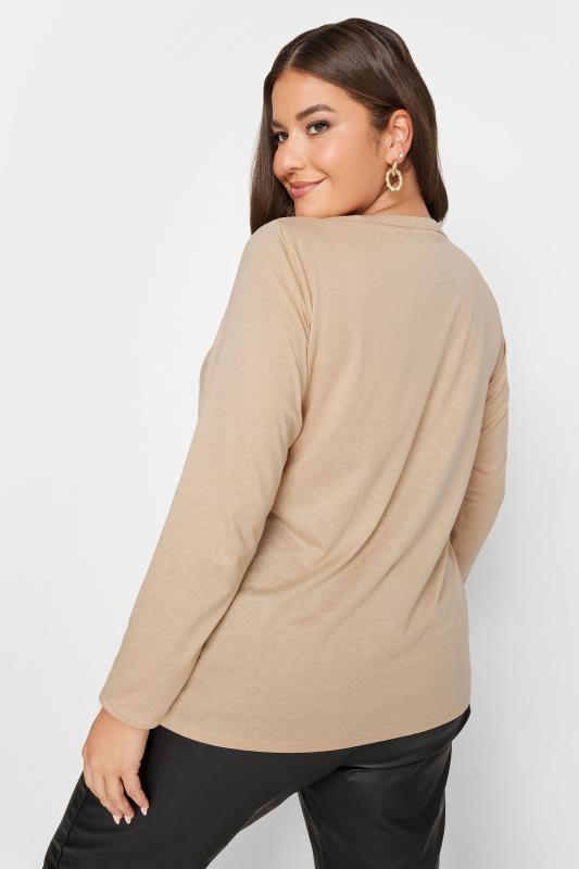 YOURS Curve Plus Size 3 PACK Beige Brown & Pink Long Sleeve Tops | Yours Clothing  4
