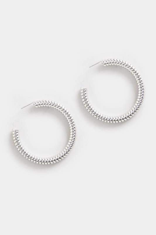 Silver Tone Statement Coil Hoop Earrings | Yours Clothing  2