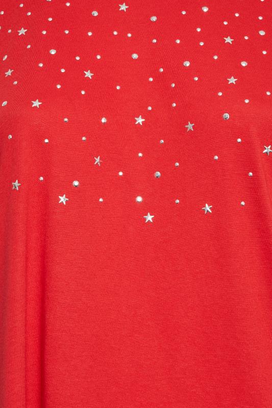 YOURS Plus Size Red Embellished Front T-Shirt | Yours Clothing 5