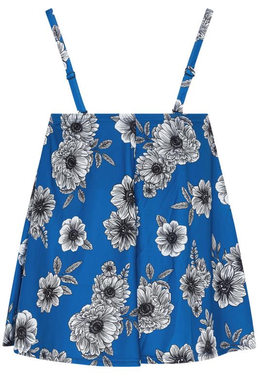 YOURS Plus Size Blue Floral Print Pleated Tankini | Yours Clothing 11