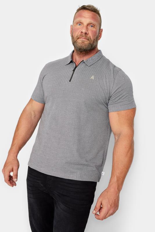 Men's  STUDIO A Big & Tall Grey Zip Neck Polo Shirt