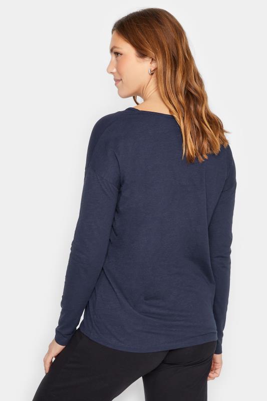 LTS Tall Blue V-Neck Long Sleeve Cotton T-Shirt | Long Tall Sally 3