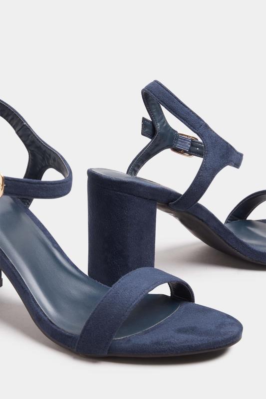 LIMITED COLLECTION Navy Blue Block Heel Sandal In Extra Wide EEE Fit 5
