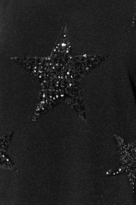 LTS Tall Black Star Print Sequin Embellished Top 5