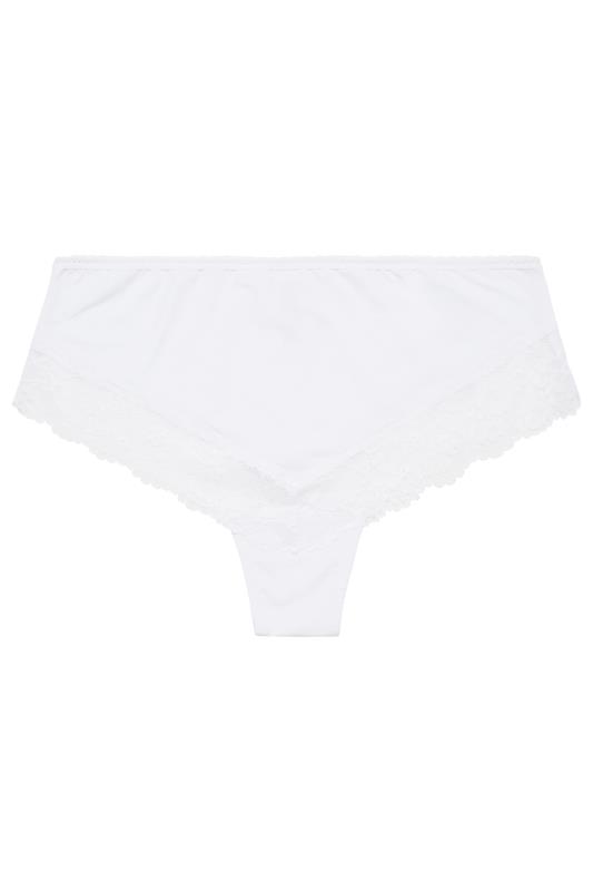 Plus Size White Lace Trim High Waisted Brazilian Shorts | Yours Clothing 3