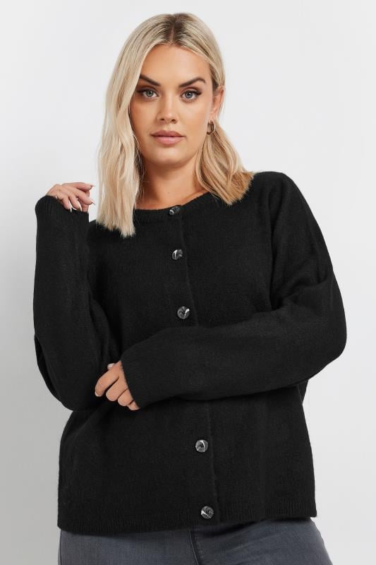 YOURS Plus Size Black Button Through Cardigan | Yours Clothing 2