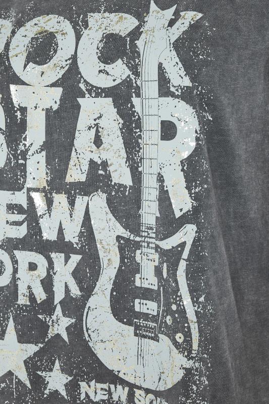 YOURS Plus Size Grey Acid Wash 'Rock Star' Printed T-Shirt | Yours Clothing 5