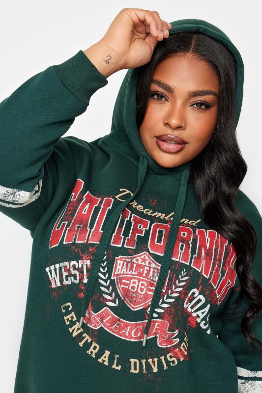 YOURS Plus Size Green 'California' Printed Hoodie | Yours Clothing 4