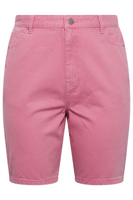 YOURS Plus Size Pink Denim Dad Shorts | Yours Clothing  4
