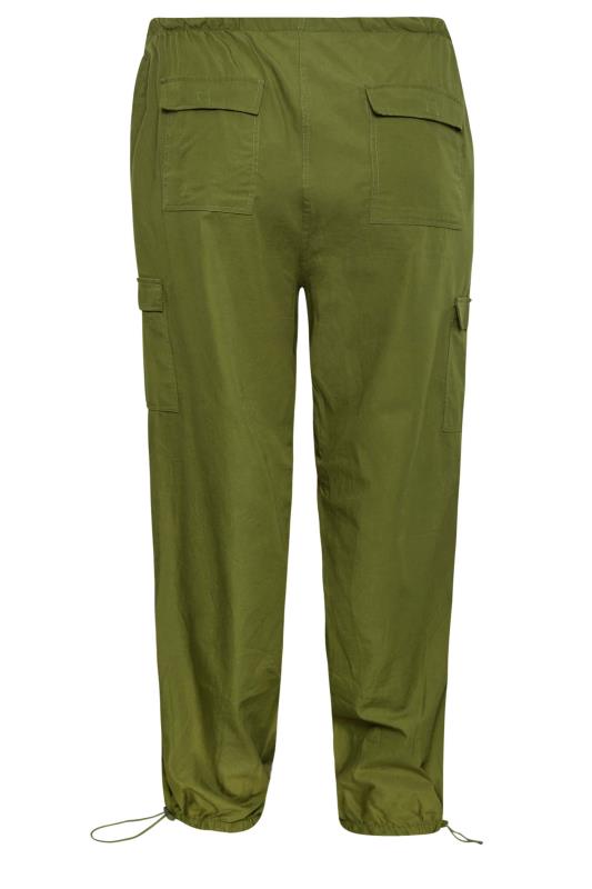 YOURS Curve Plus Size Dark Green Cuffed Cargo Parachute Trousers | Yours Clothing  8