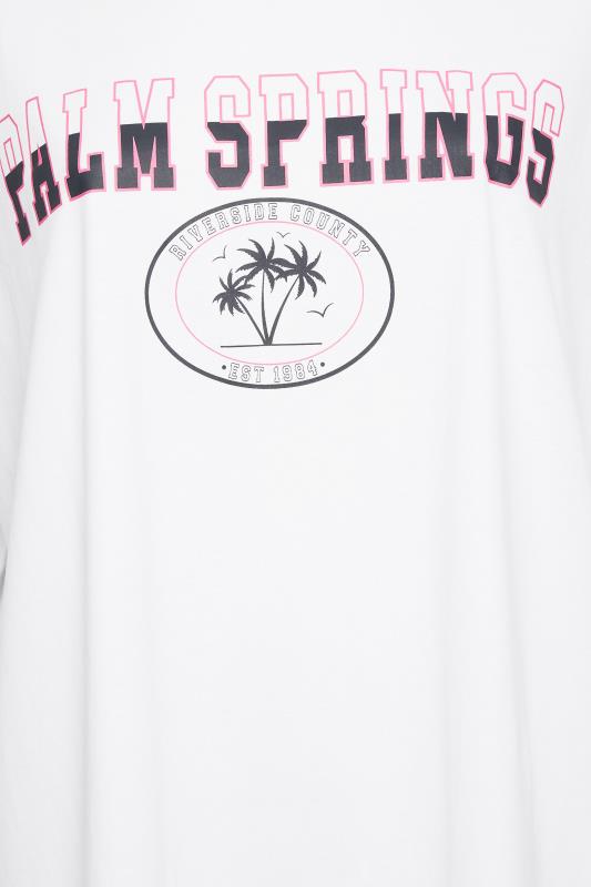 YOURS Curve Plus Size White 'Palm Springs' Slogan Oversized Tunic T-Shirt | Yours Clothing  6
