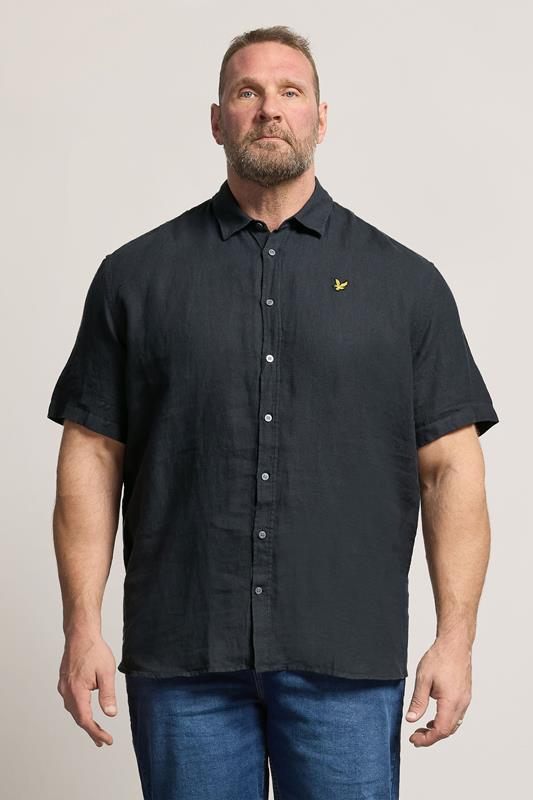  Lyle & Scott Big & Tall Chemise en lin bleu marine