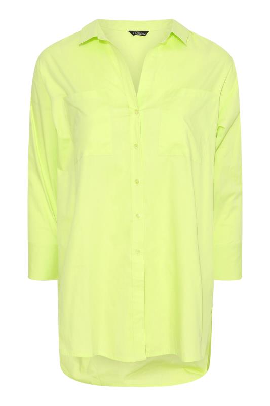 LIMITED COLLECTION Plus Size Lime Green Oversized Boyfriend Shirt | Yours Clothing  6