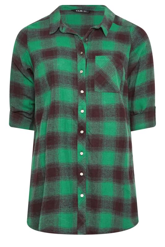YOURS Plus Size Forest Green Check Print Boyfriend Shirt | Yours Clothing 6