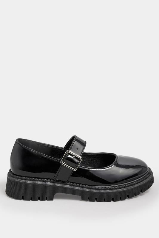 Black Patent Chunky Mary Jane Shoes In An Extra Wide EEE Fit | Yours Clothing  3