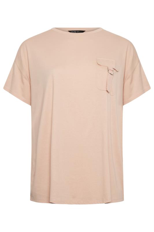LIMITED COLLECTION Plus Size Pink Utility Pocket T-Shirt | Yours Clothing 6