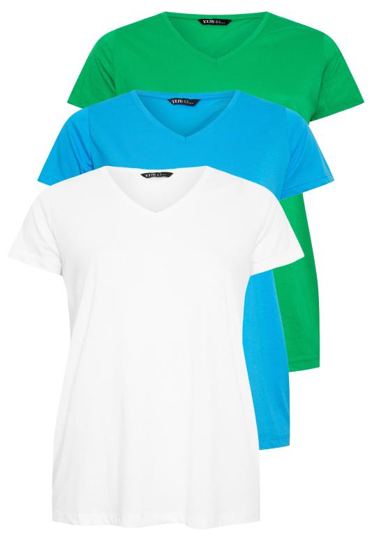 YOURS 3 PACK Plus Size Blue & Green T-Shirts | Yours Clothing 8
