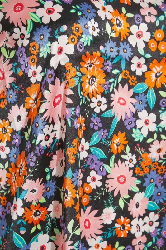 Plus Size Black Floral Print Satin Vest Top | Yours Clothing 6
