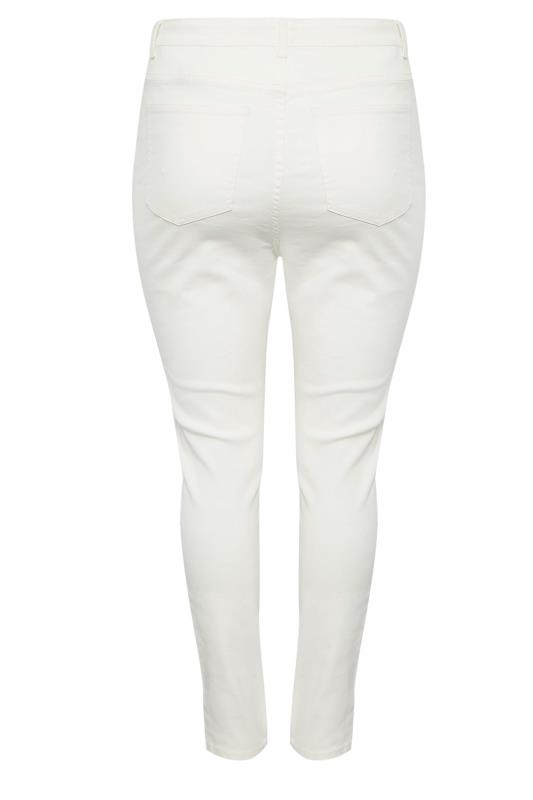 YOURS Plus Size White Ripped Knee Skinny Stretch AVA Jeans | Yours Clothing 6