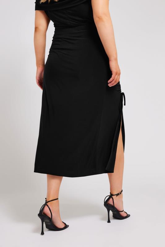 YOURS LONDON Plus Size Black Ruched Midaxi Skirt | Yours Clothing 4