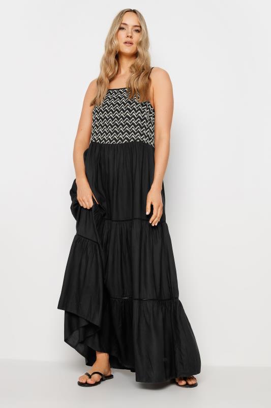 LTS Tall Women's Black Embroidery Detail Tiered Maxi Dress | Long Tall Sally 2