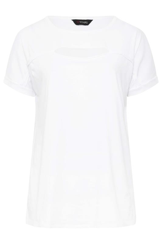 YOURS Plus Size White Cut Out T-Shirt | Yours Clothing 6