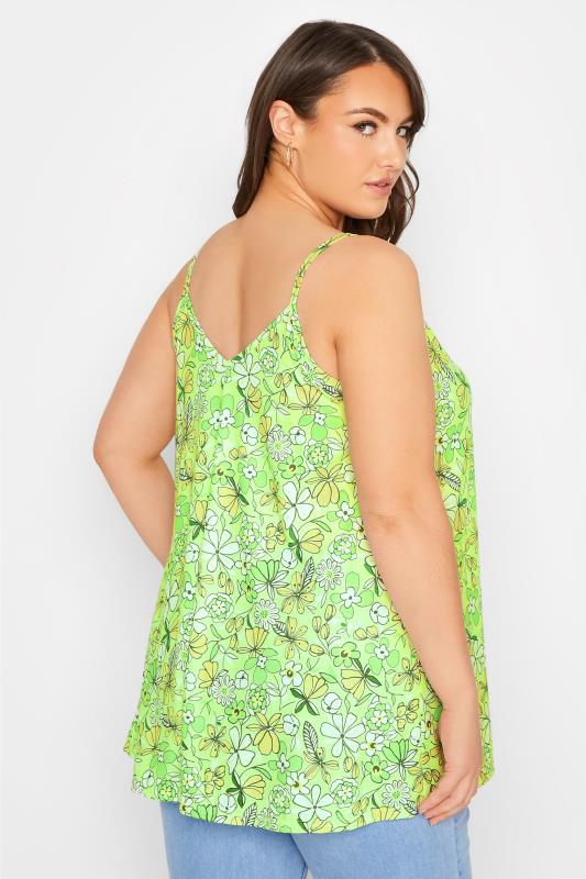 LIMITED COLLECTION Plus Size Green Retro Floral Strappy Cami Top | Yours Clothing 3