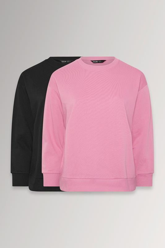  YOURS pack de 2 sudaderas negras y rosas