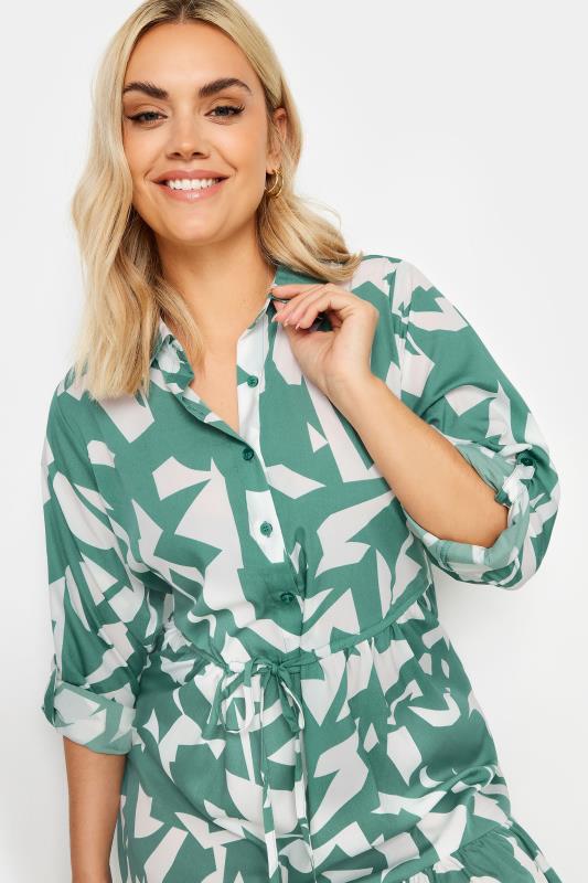YOURS Plus Size Green Abstract Print Smock Tunic Dress | Yours Clothing 4