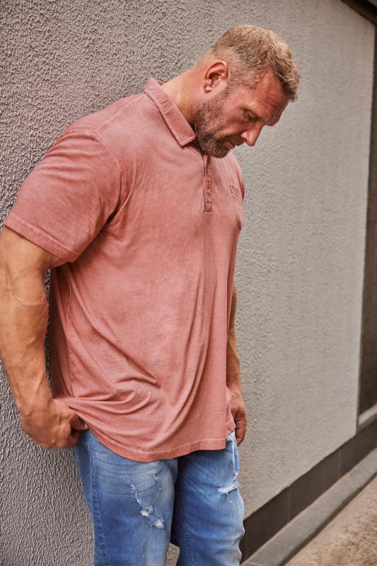 Men's  BadRhino Big & Tall Coral Orange Washed Polo Shirt