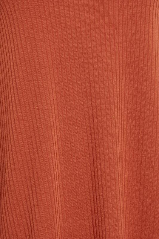 YOURS Plus Size Rust Orange Ribbed Long Sleeve Swing Top | Yours Clothing 5