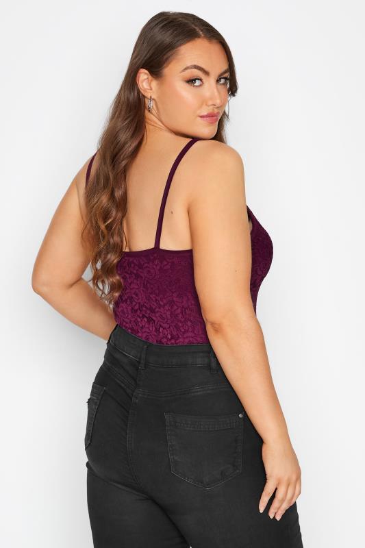 Plus Size LIMITED COLLECTION Plum Purple Lace Bodysuit | Yours Clothing 3